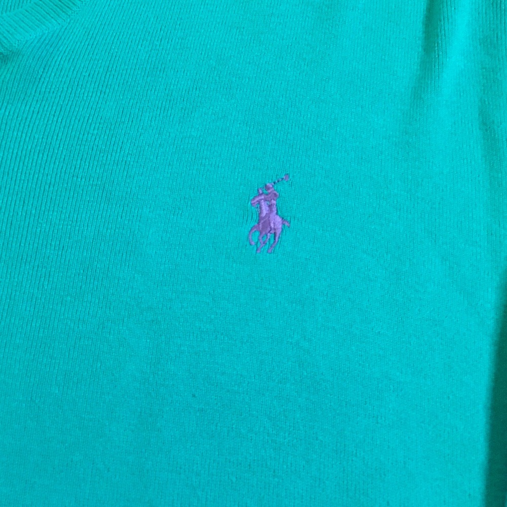 Polo Ralph Lauren Men's V-Neck Sweater in Teal - Picture 2 of 3